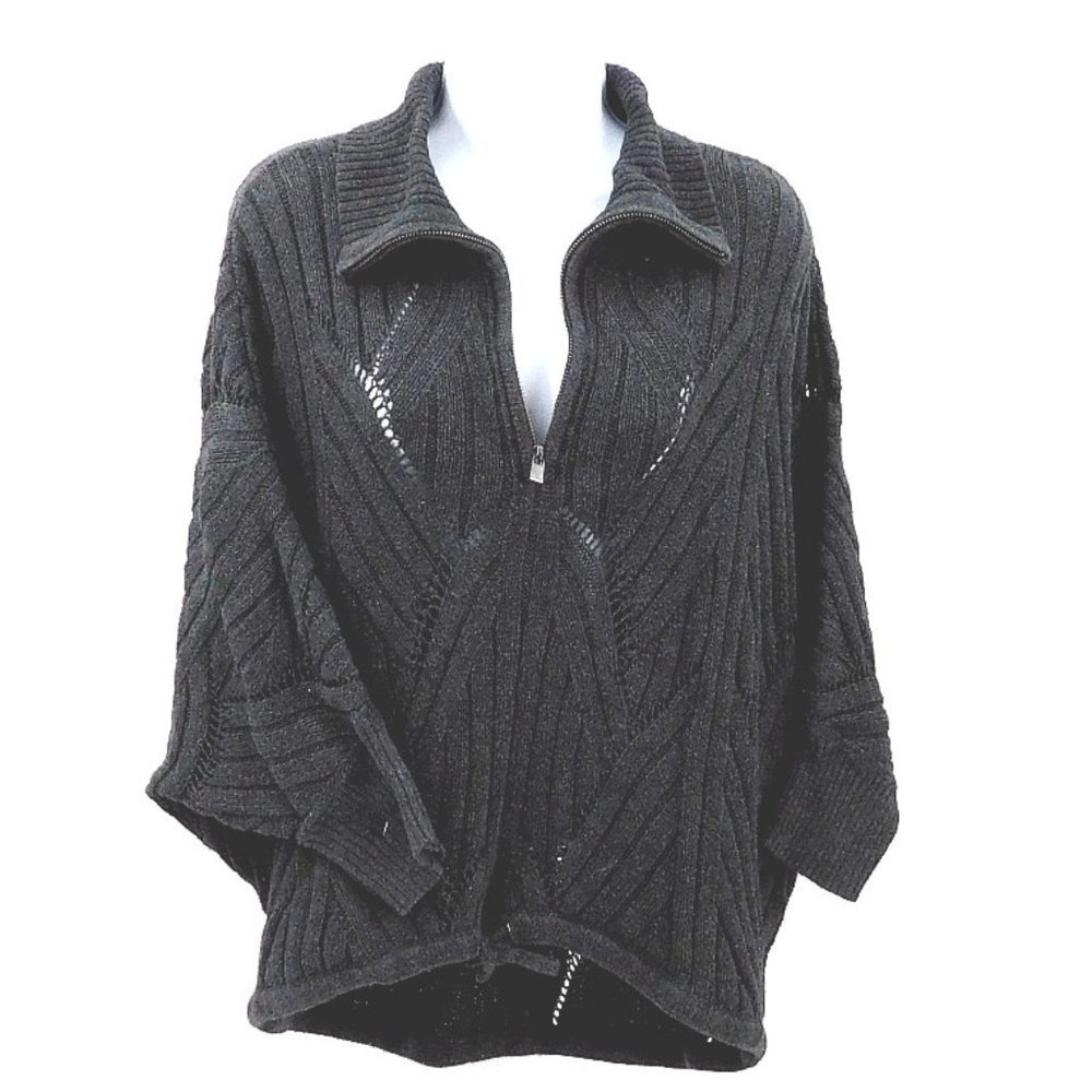 DKNY Jeans Grey Alpaca Blend Full- Zip Cardigan